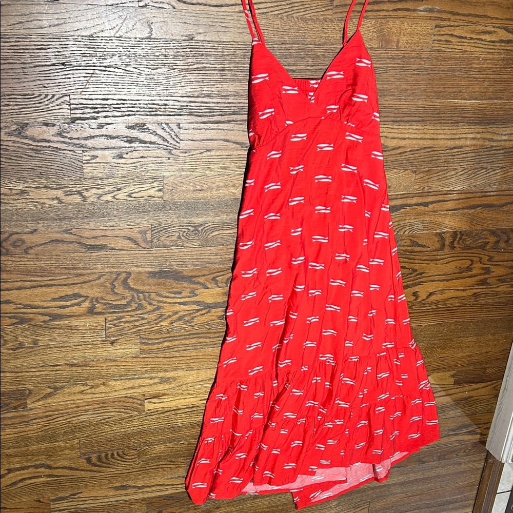 Gorgeous Red Maxi Dress with White Pattern - Picture 2 of 8